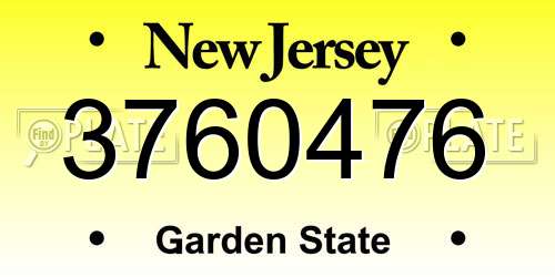 3760476 New Jersey License Plate