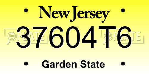 37604T6 New Jersey License Plate