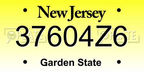 37604Z6 New Jersey License Plate