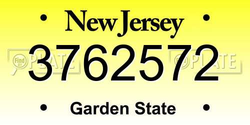 3762572 New Jersey License Plate