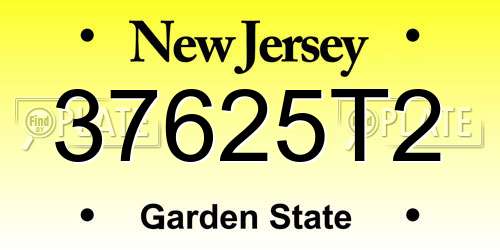 37625T2 New Jersey License Plate