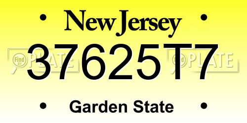 37625T7 New Jersey License Plate