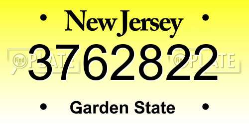 3762822 New Jersey License Plate