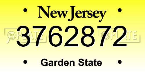 3762872 New Jersey License Plate