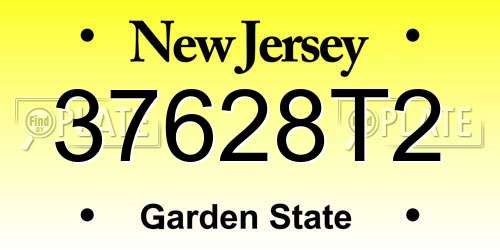 37628T2 New Jersey License Plate