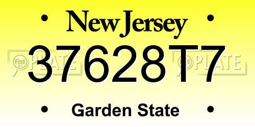 37628T7 New Jersey License Plate