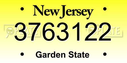 3763122 New Jersey License Plate