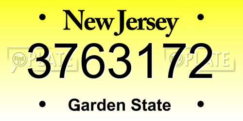 3763172 New Jersey License Plate