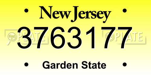 3763177 New Jersey License Plate