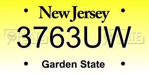 3763UW New Jersey License Plate