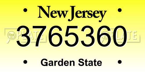 3765360 New Jersey License Plate