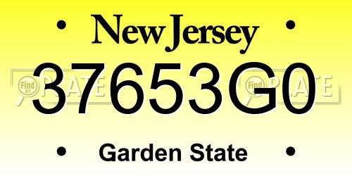 37653G0 New Jersey License Plate