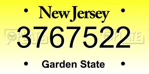 3767522 New Jersey License Plate