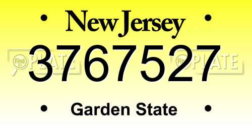 3767527 New Jersey License Plate