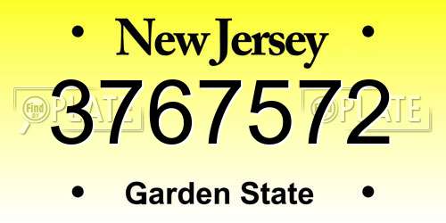 3767572 New Jersey License Plate