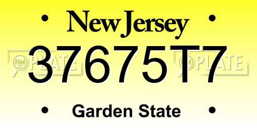 37675T7 New Jersey License Plate