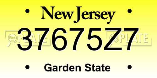 37675Z7 New Jersey License Plate