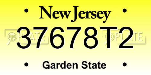 37678T2 New Jersey License Plate