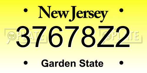 37678Z2 New Jersey License Plate