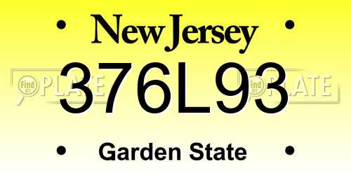 376L93 New Jersey License Plate