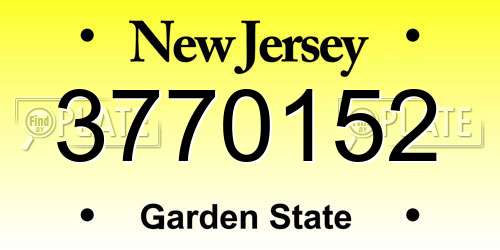 3770152 New Jersey License Plate