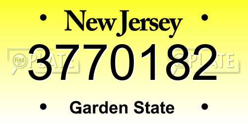 3770182 New Jersey License Plate