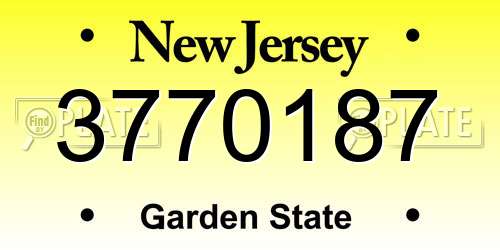 3770187 New Jersey License Plate