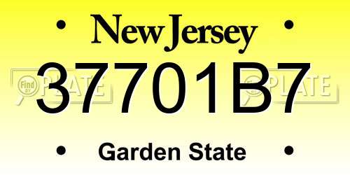 37701B7 New Jersey License Plate