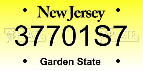 37701S7 New Jersey License Plate
