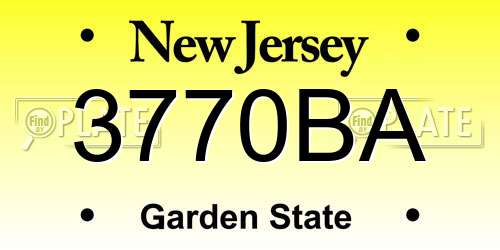 3770BA New Jersey License Plate