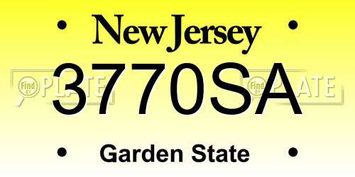 3770SA New Jersey License Plate