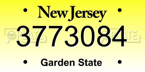 3773084 New Jersey License Plate