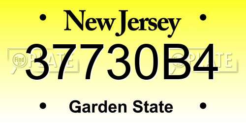 37730B4 New Jersey License Plate