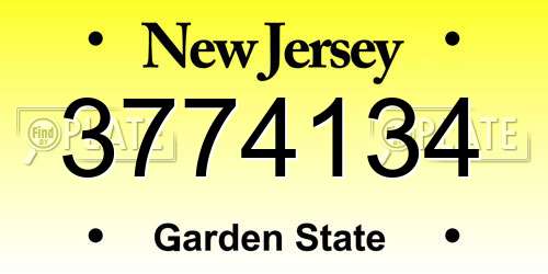 3774134 New Jersey License Plate
