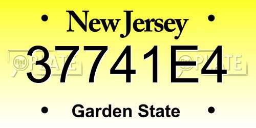 37741E4 New Jersey License Plate