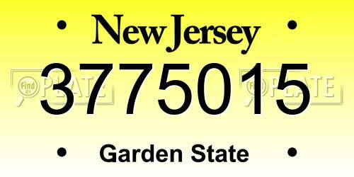3775015 New Jersey License Plate