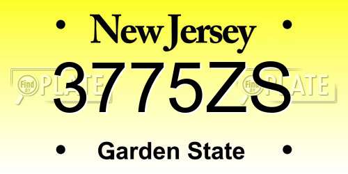 3775ZS New Jersey License Plate