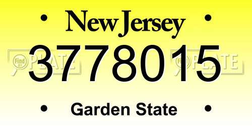 3778015 New Jersey License Plate