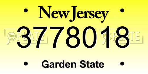 3778018 New Jersey License Plate