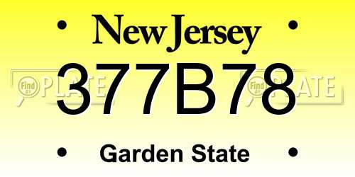 377B78 New Jersey License Plate