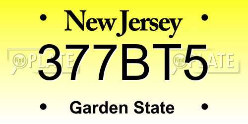 377BT5 New Jersey License Plate