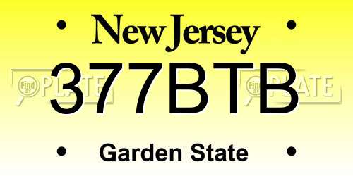 377BTB New Jersey License Plate