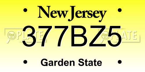 377BZ5 New Jersey License Plate