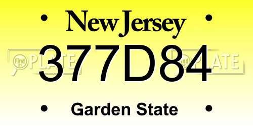377D84 New Jersey License Plate