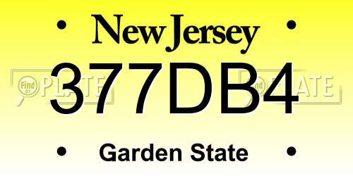 377DB4 New Jersey License Plate