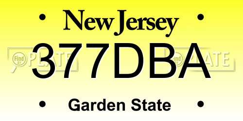 377DBA New Jersey License Plate