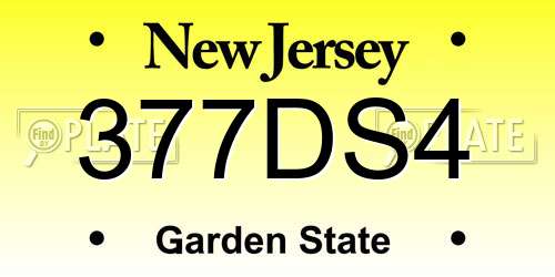 377DS4 New Jersey License Plate