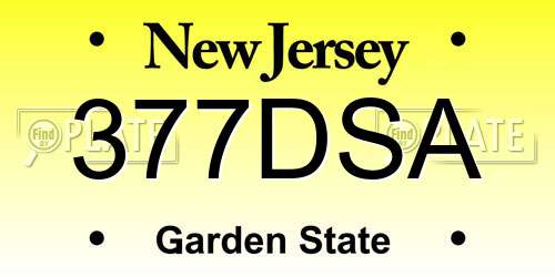 377DSA New Jersey License Plate