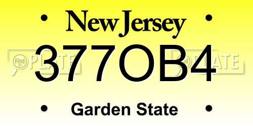 377OB4 New Jersey License Plate