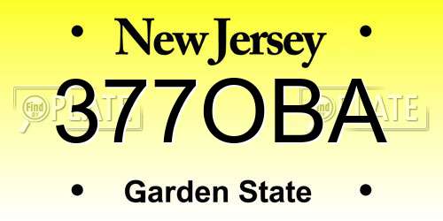 377OBA New Jersey License Plate